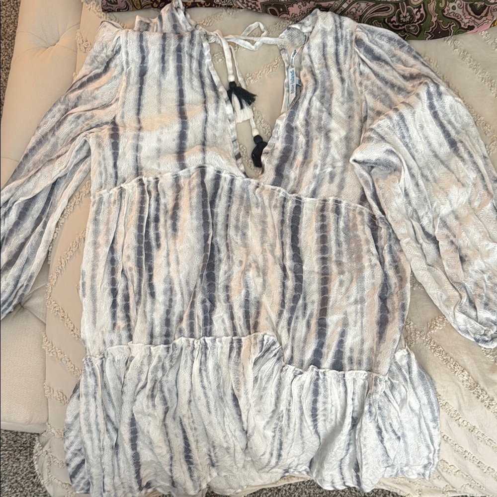 Blue and White Women's Beach Coverup